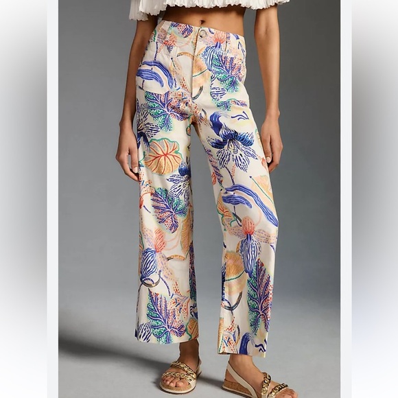 ANTHROPOLOGIE MAUVE The Colette Cropped Wide-Leg Pants Sarah Gordon Edition - Picture 1 of 15